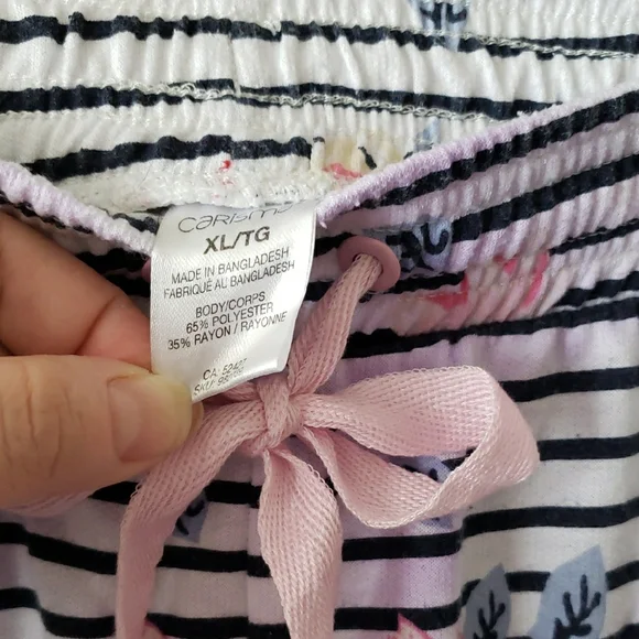 Carisma Women's Striped Pajama Set with Floral Accents - Picture 3 of 8